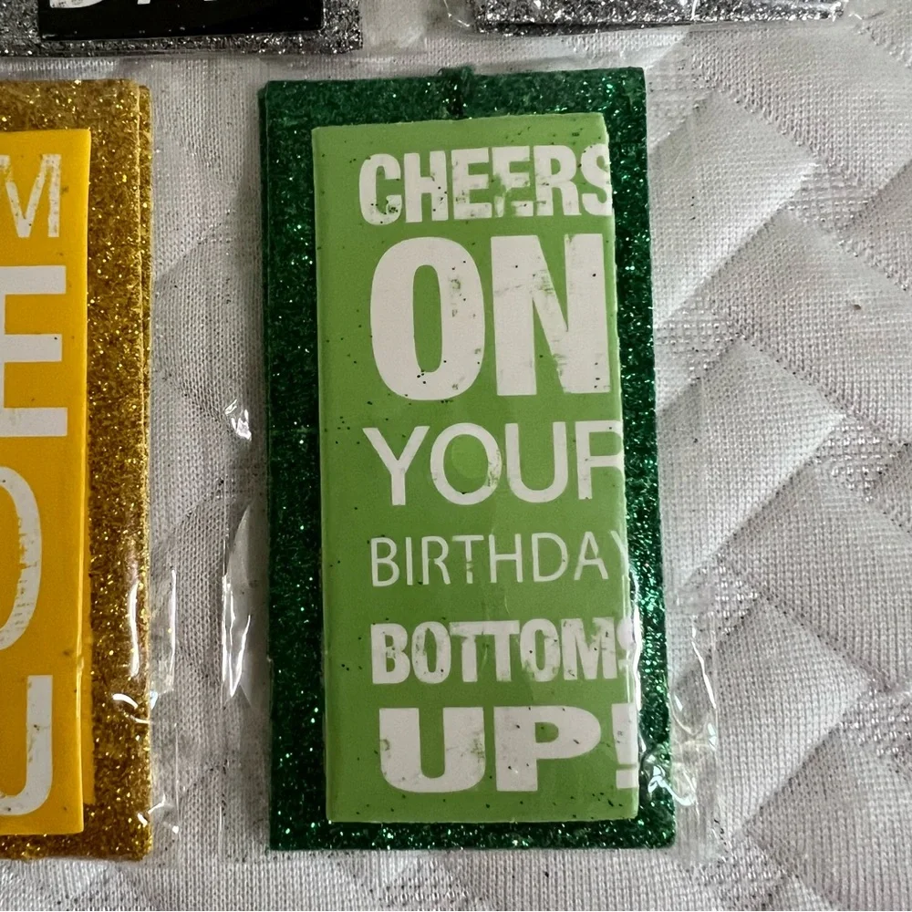 NWT Gift Tags Lot of 5 Glitter Backround 3pc per pack Punch Studios‎ Birthday